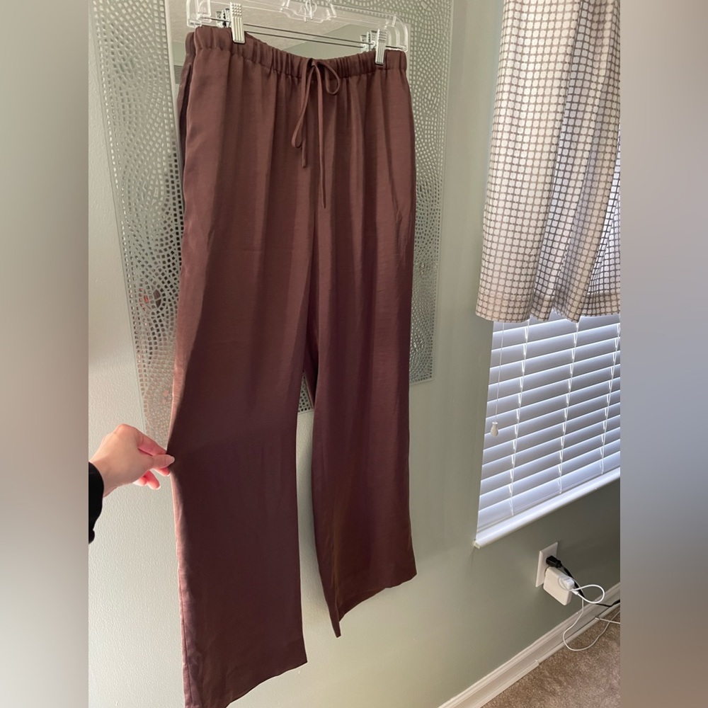 Brown Silk Flare Lounge Pants
